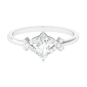 1 CT Marquise Cut Zircon Engagement Ring with Split Shank