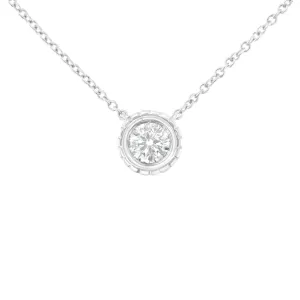 10K White Gold 1/4 Cttw Round-Cut Diamond Solitaire Chakra Style 18" Pendant Necklace (J-K Color, I1-I2 Clarity)