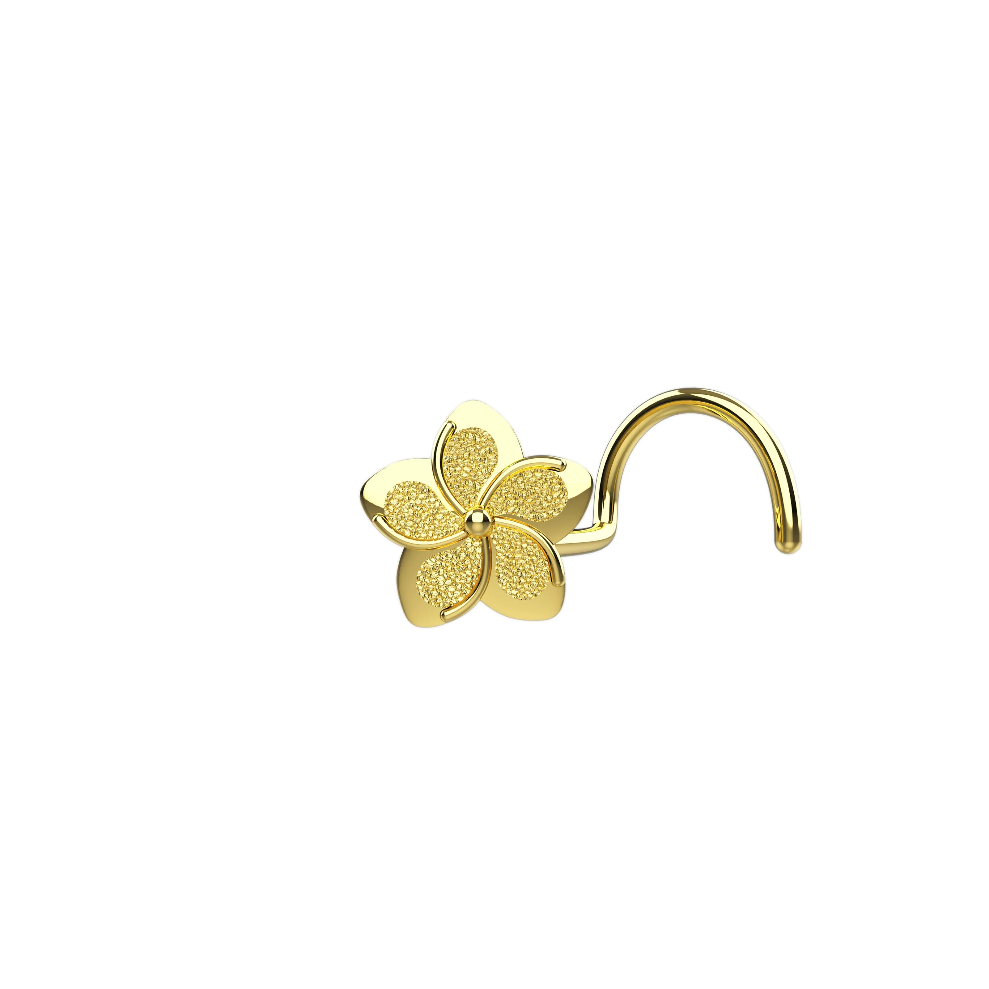 14k gold plumeria flower nose stud & tiny nose ring piercing jewelry
