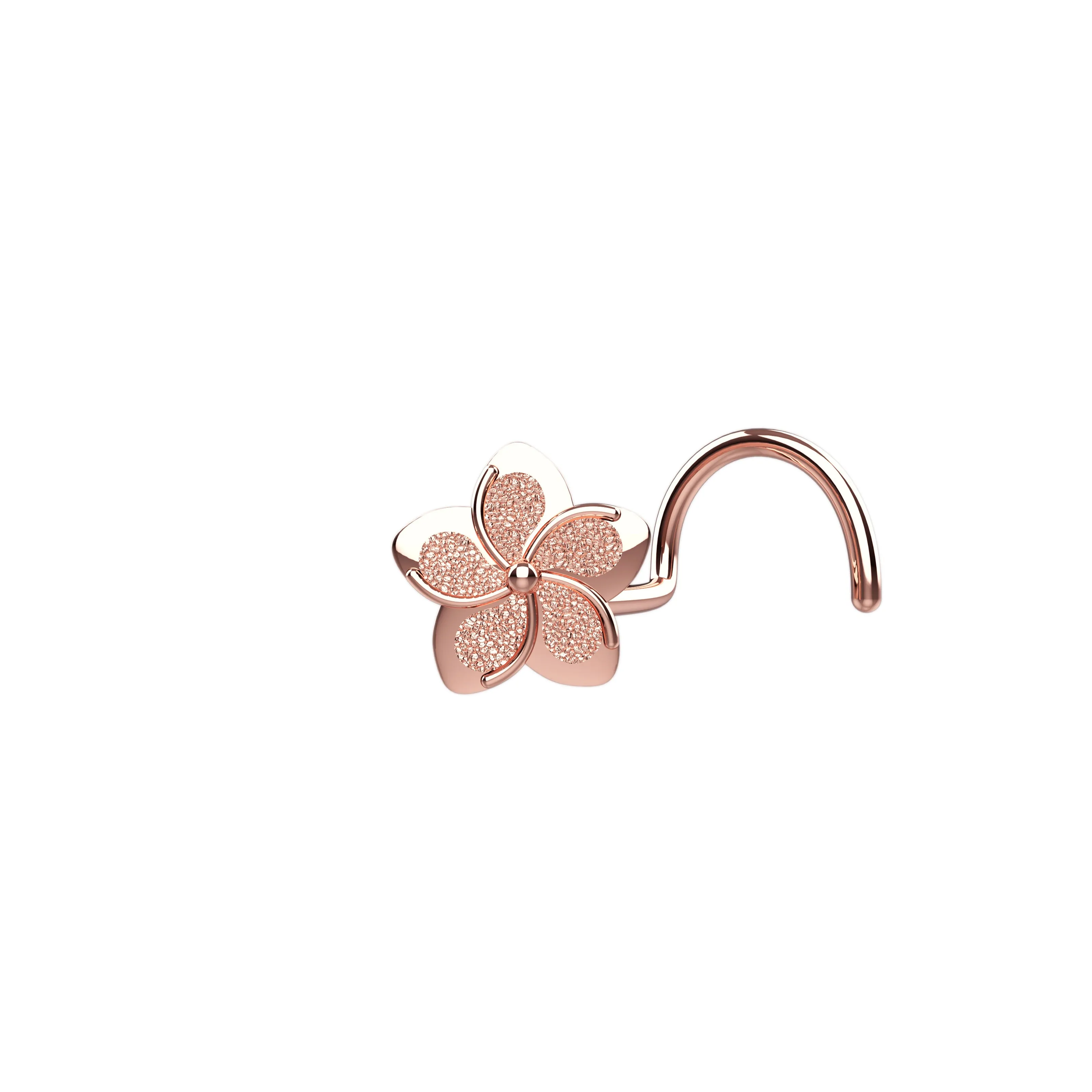 14k gold plumeria flower nose stud & tiny nose ring piercing jewelry