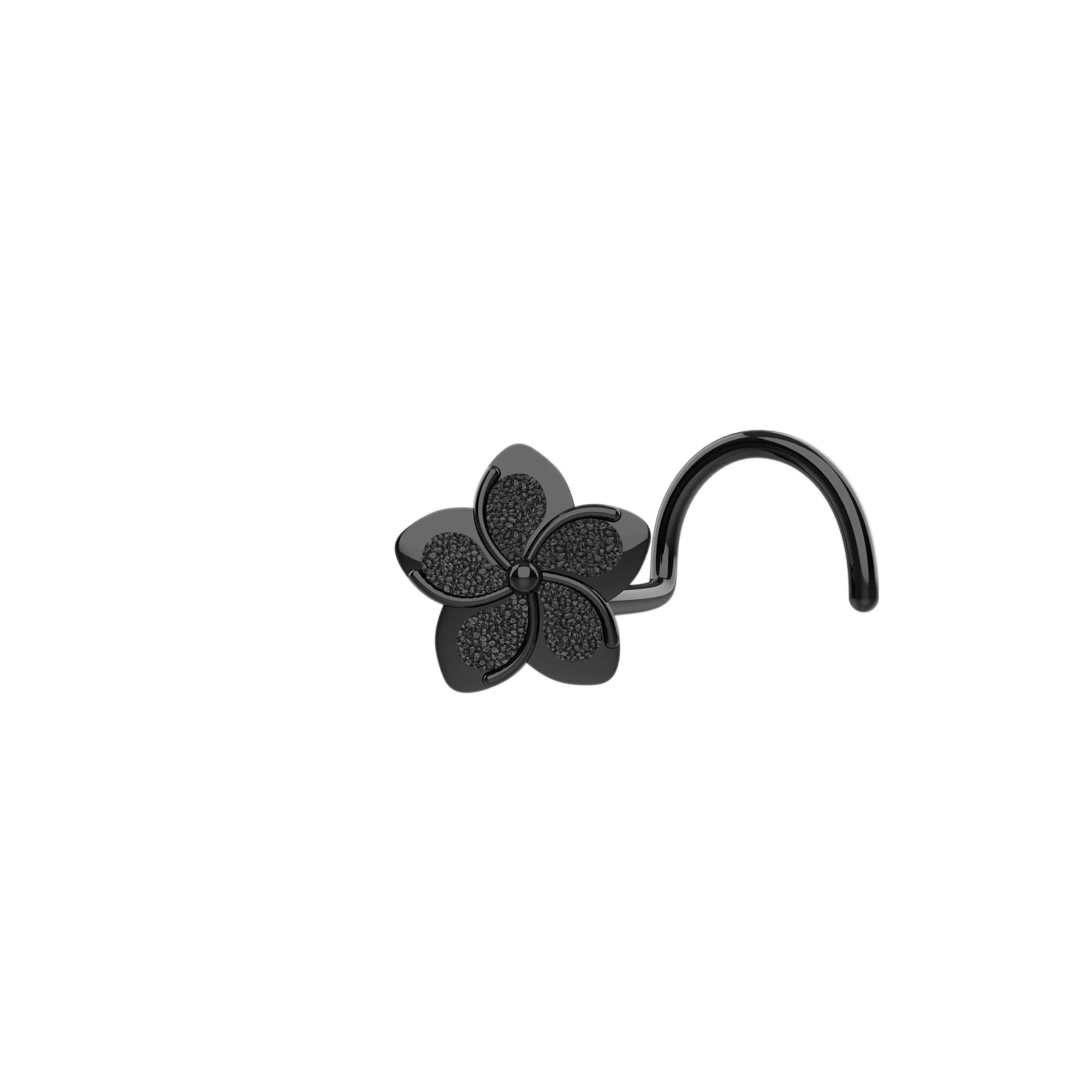 14k gold plumeria flower nose stud & tiny nose ring piercing jewelry