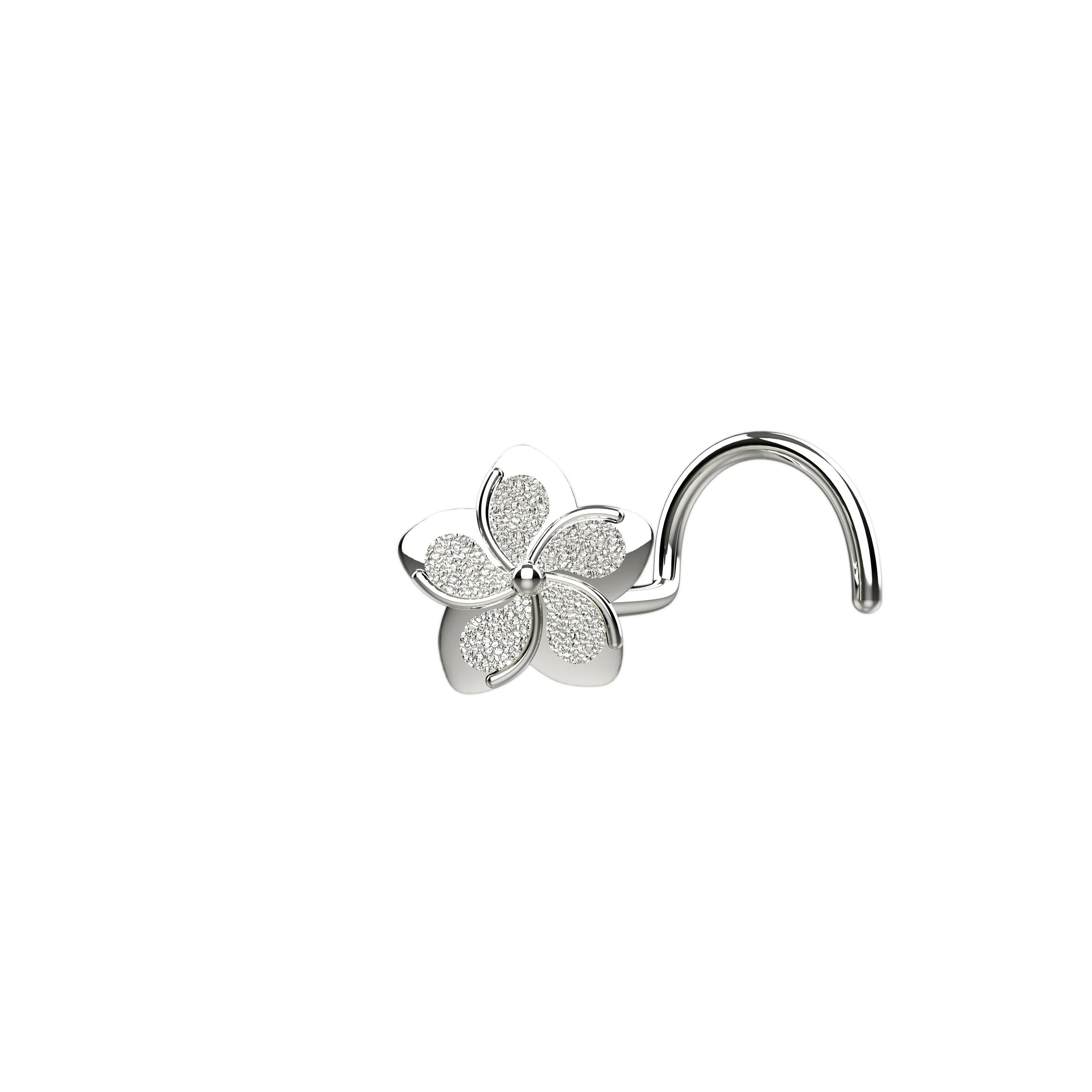 14k gold plumeria flower nose stud & tiny nose ring piercing jewelry