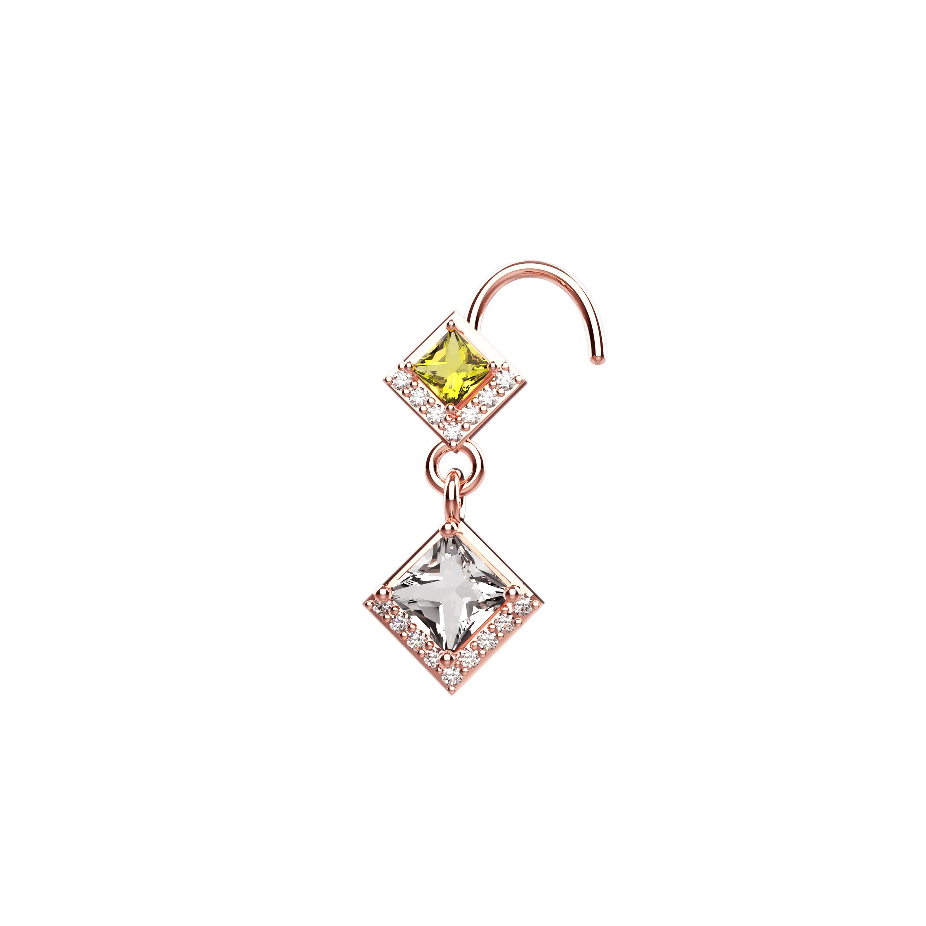 18 Gauge Gold Dangle Nose Ring Stud – Delicate Piercing Jewelry for Women