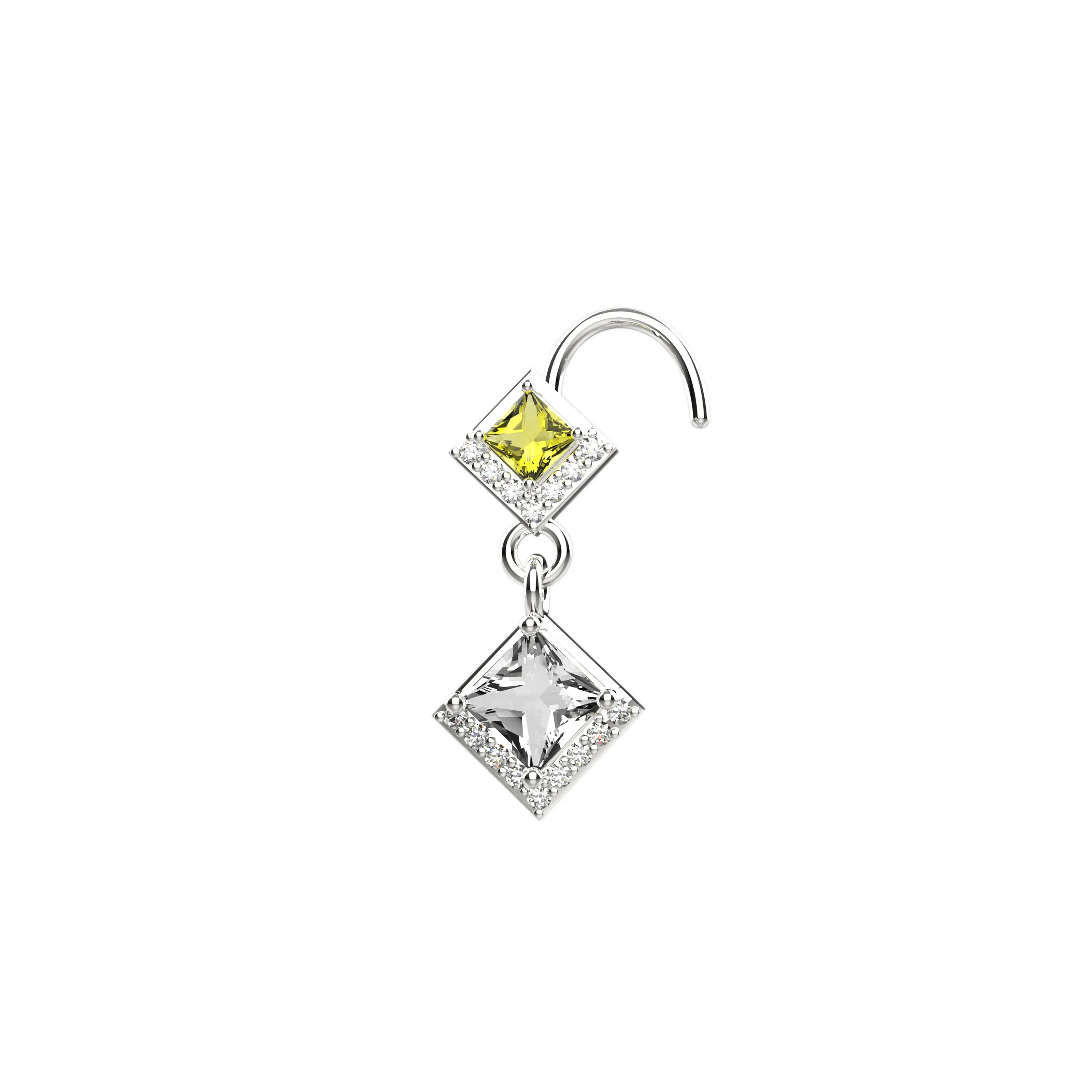 18 Gauge Gold Dangle Nose Ring Stud – Delicate Piercing Jewelry for Women