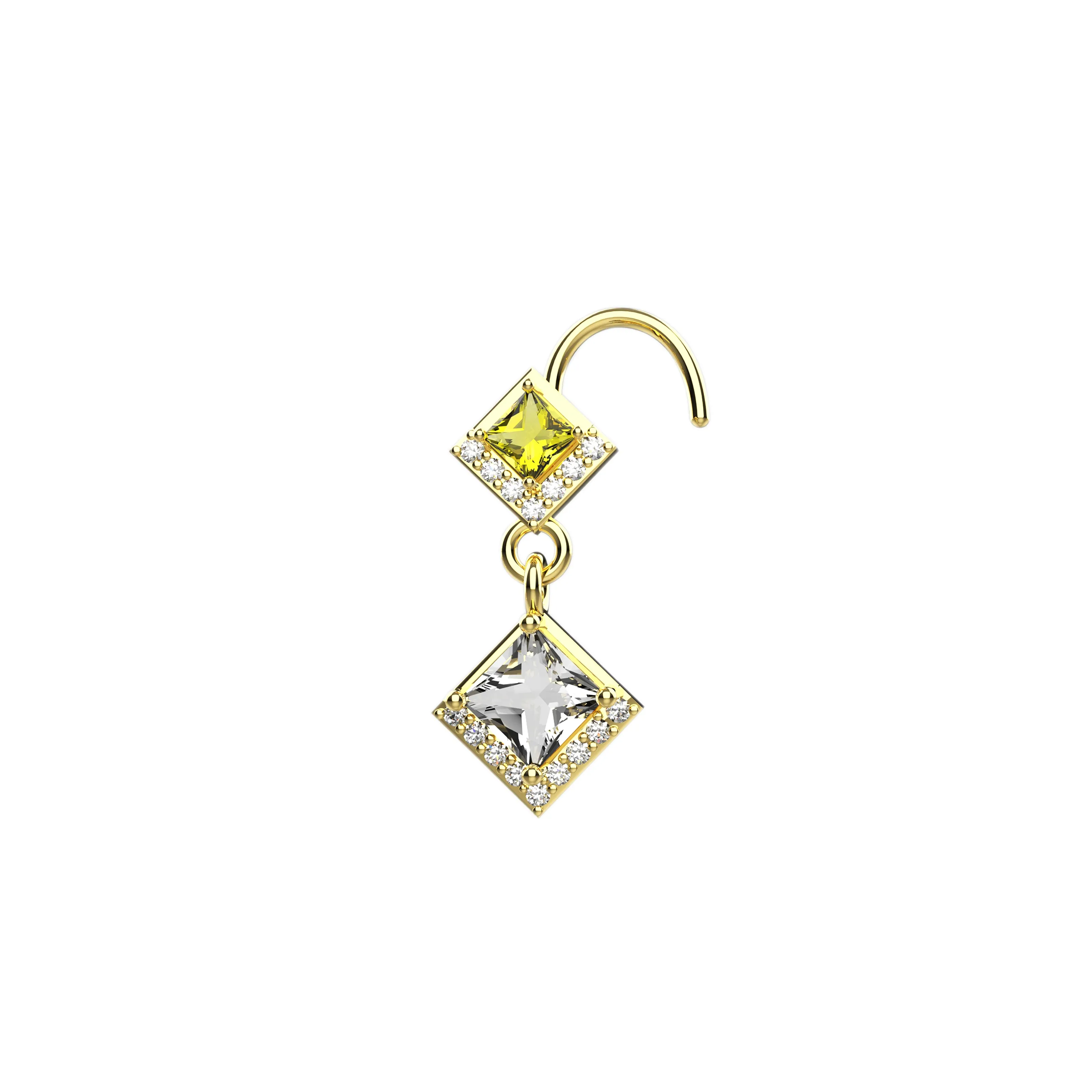 18 Gauge Gold Dangle Nose Ring Stud – Delicate Piercing Jewelry for Women
