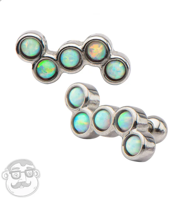 18G White Opalite Bunch Tragus - Cartilage Barbell