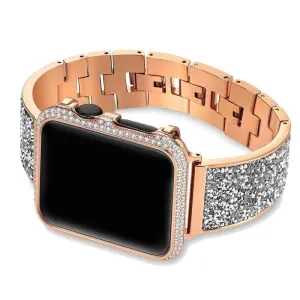 2pcs set Luxury Diamond Case Strap For Apple Watch Band Series 6 5