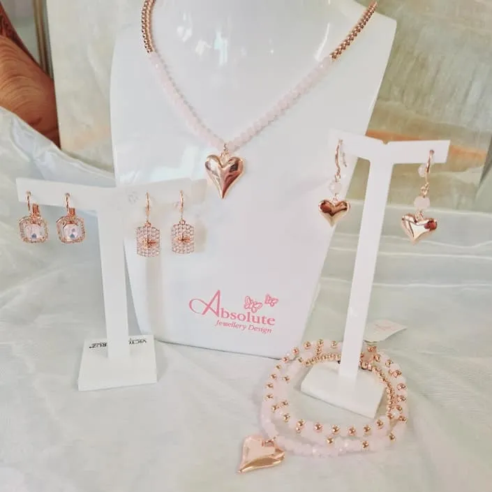 Absolute Jewellery Beaded T-Bar Star Drop Necklace in Pink Opal