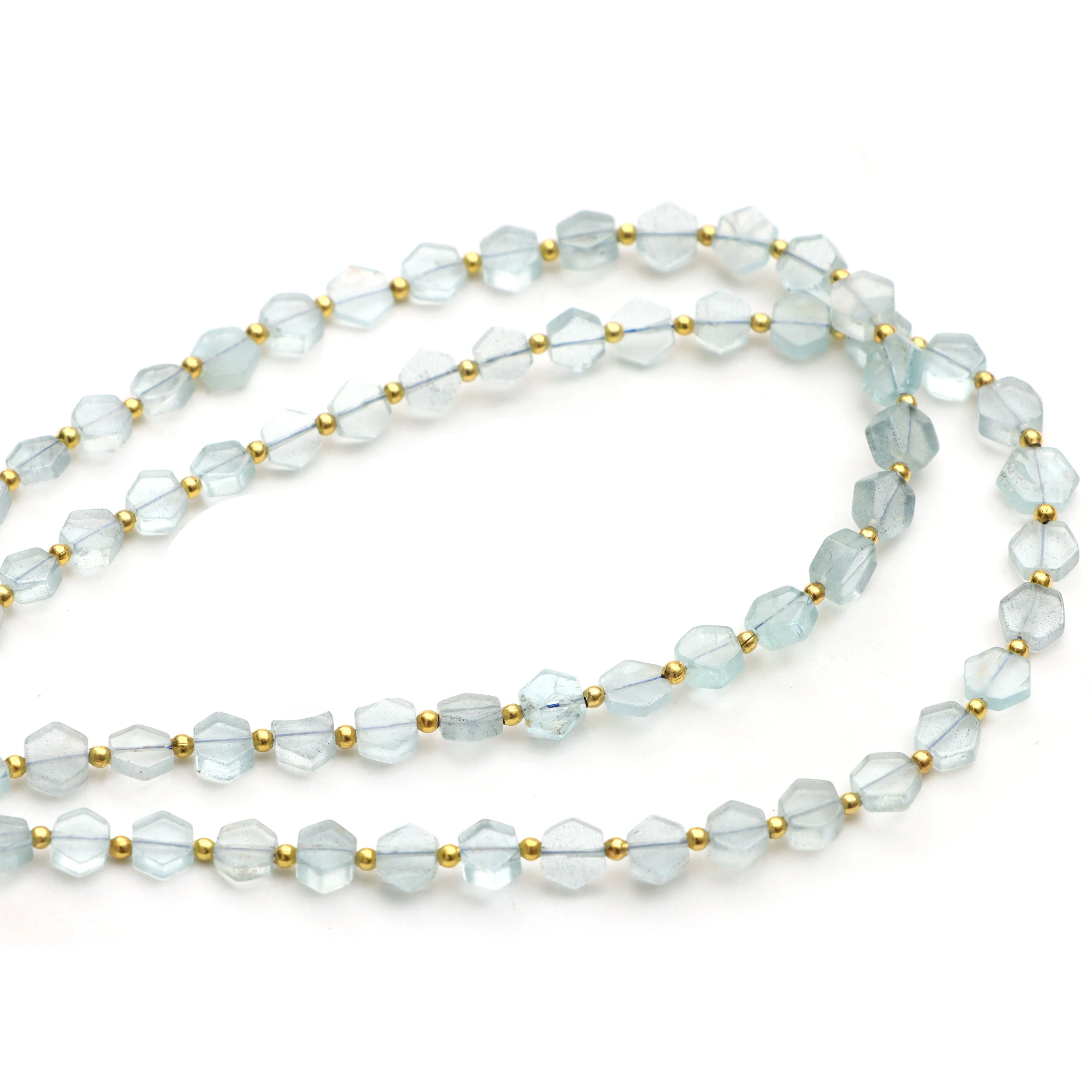 Aquamarine Smooth Hexagon Beads, 4x4.5 mm To 5.5x6 mm, Aquamarine Jewelry Making Beads, Aquamarine Beads, 18 Inchl Strand, Price Per Strand