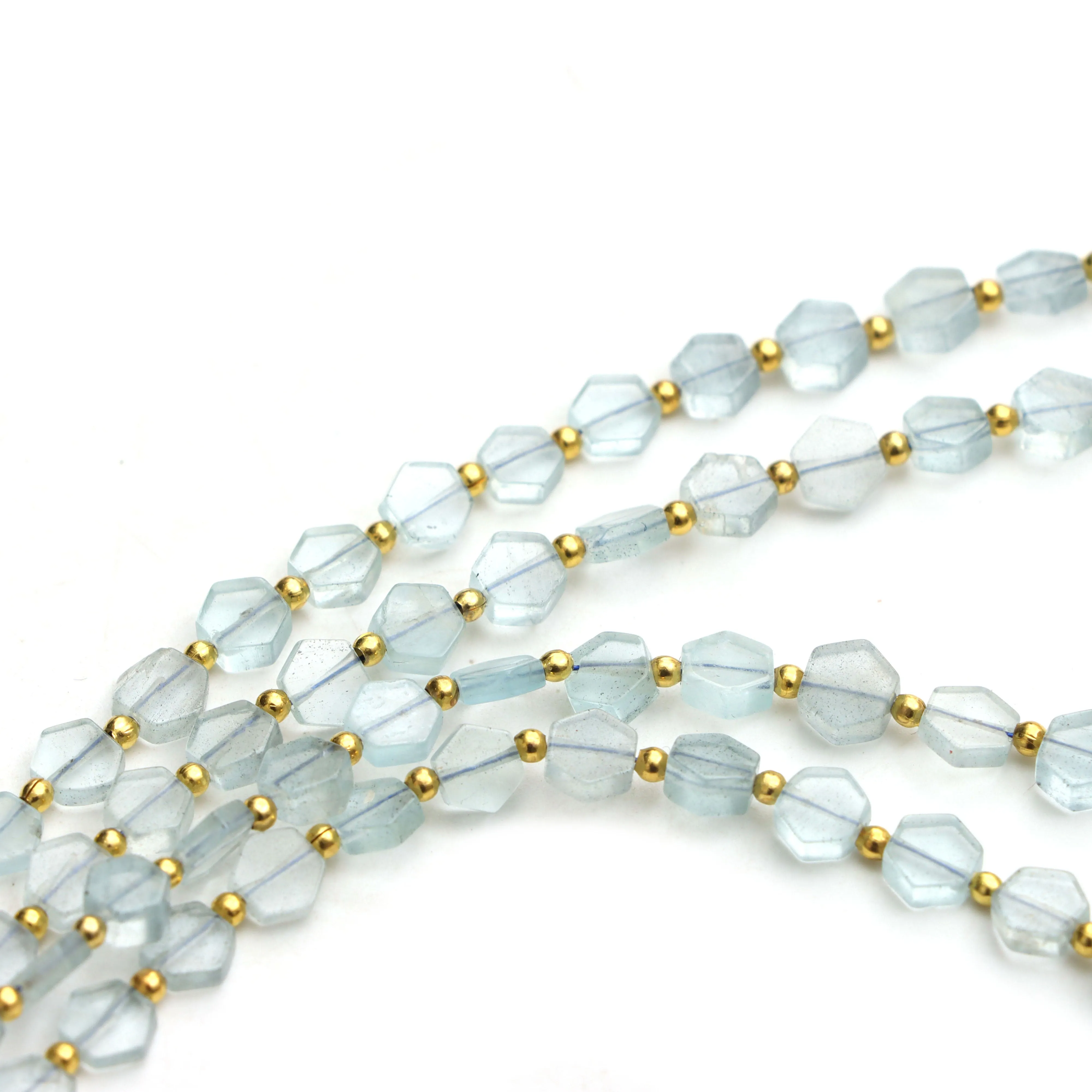 Aquamarine Smooth Hexagon Beads, 4x4.5 mm To 5.5x6 mm, Aquamarine Jewelry Making Beads, Aquamarine Beads, 18 Inchl Strand, Price Per Strand