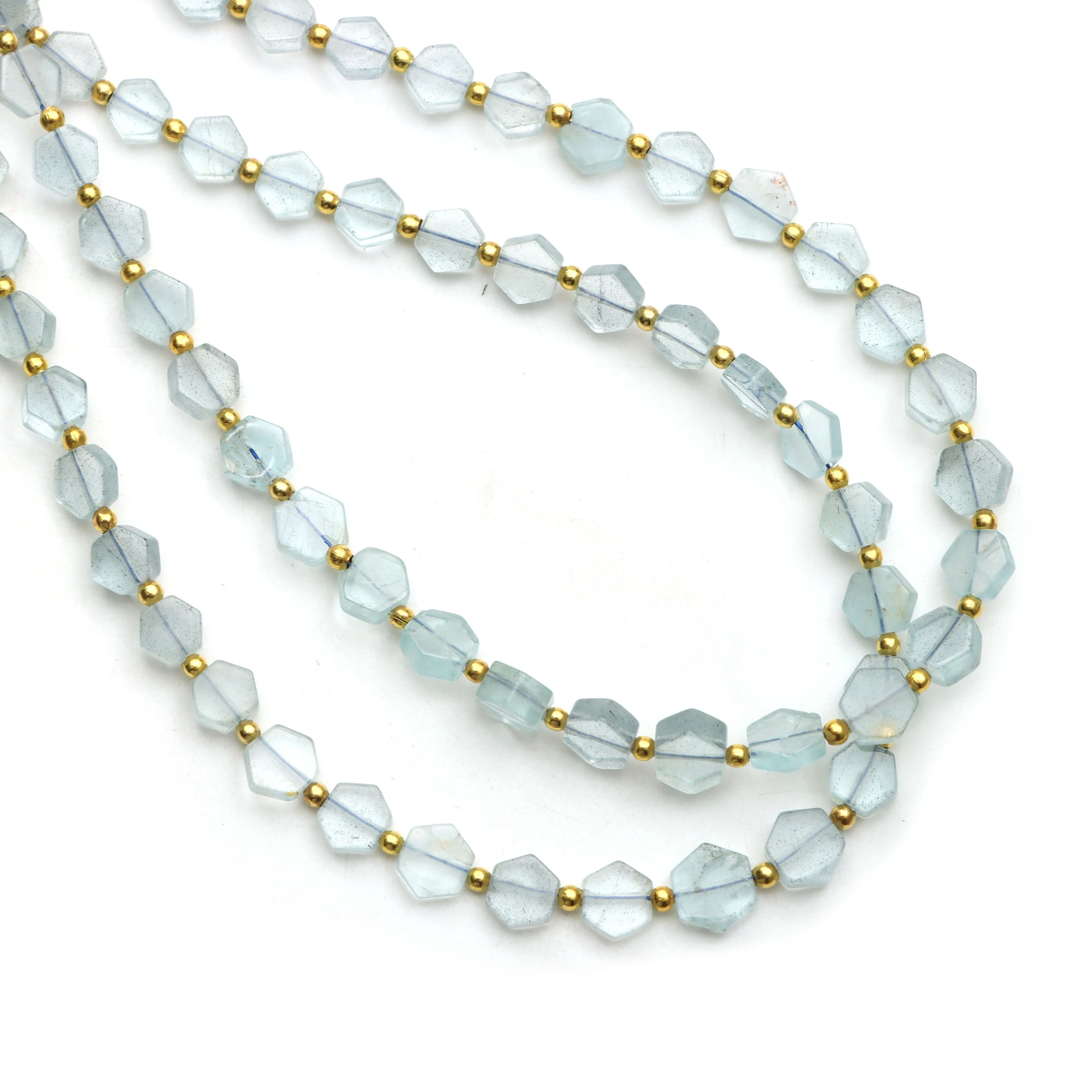 Aquamarine Smooth Hexagon Beads, 4x4.5 mm To 5.5x6 mm, Aquamarine Jewelry Making Beads, Aquamarine Beads, 18 Inchl Strand, Price Per Strand