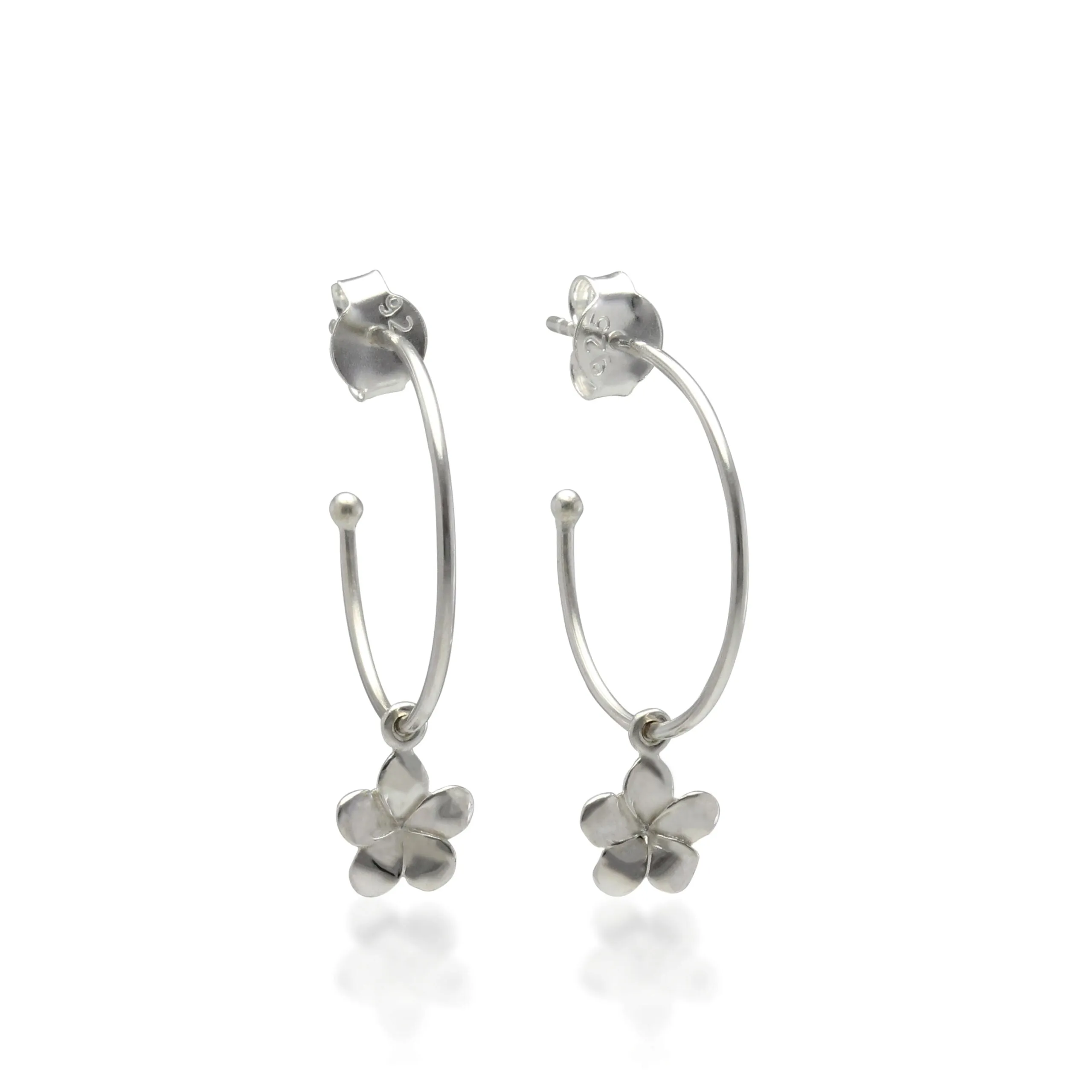 Banyan Sterling Silver Hoop with Flower Earrings