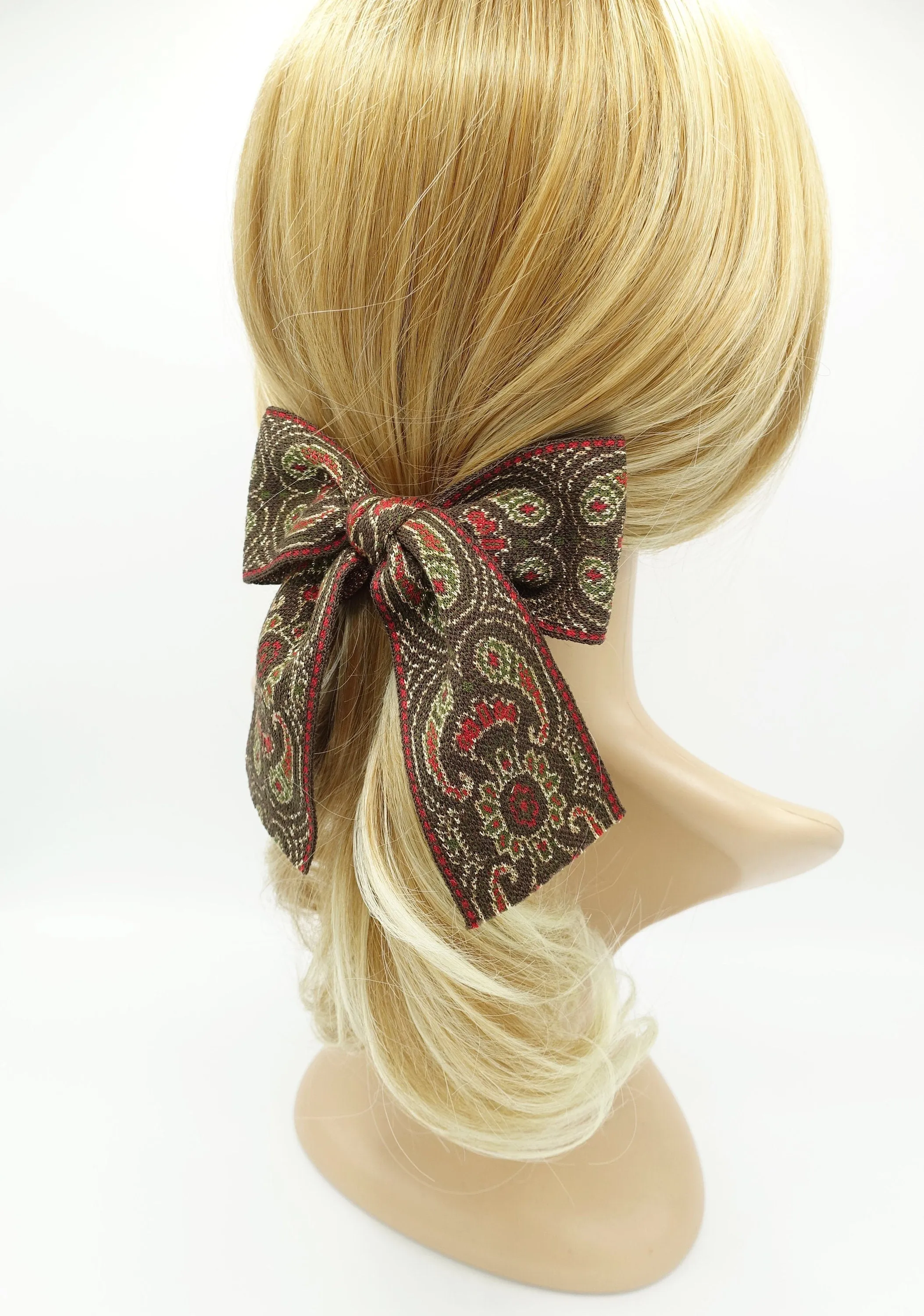 baroque jacquard bow antique style pattern knit Fall Winter hair accessory for women
