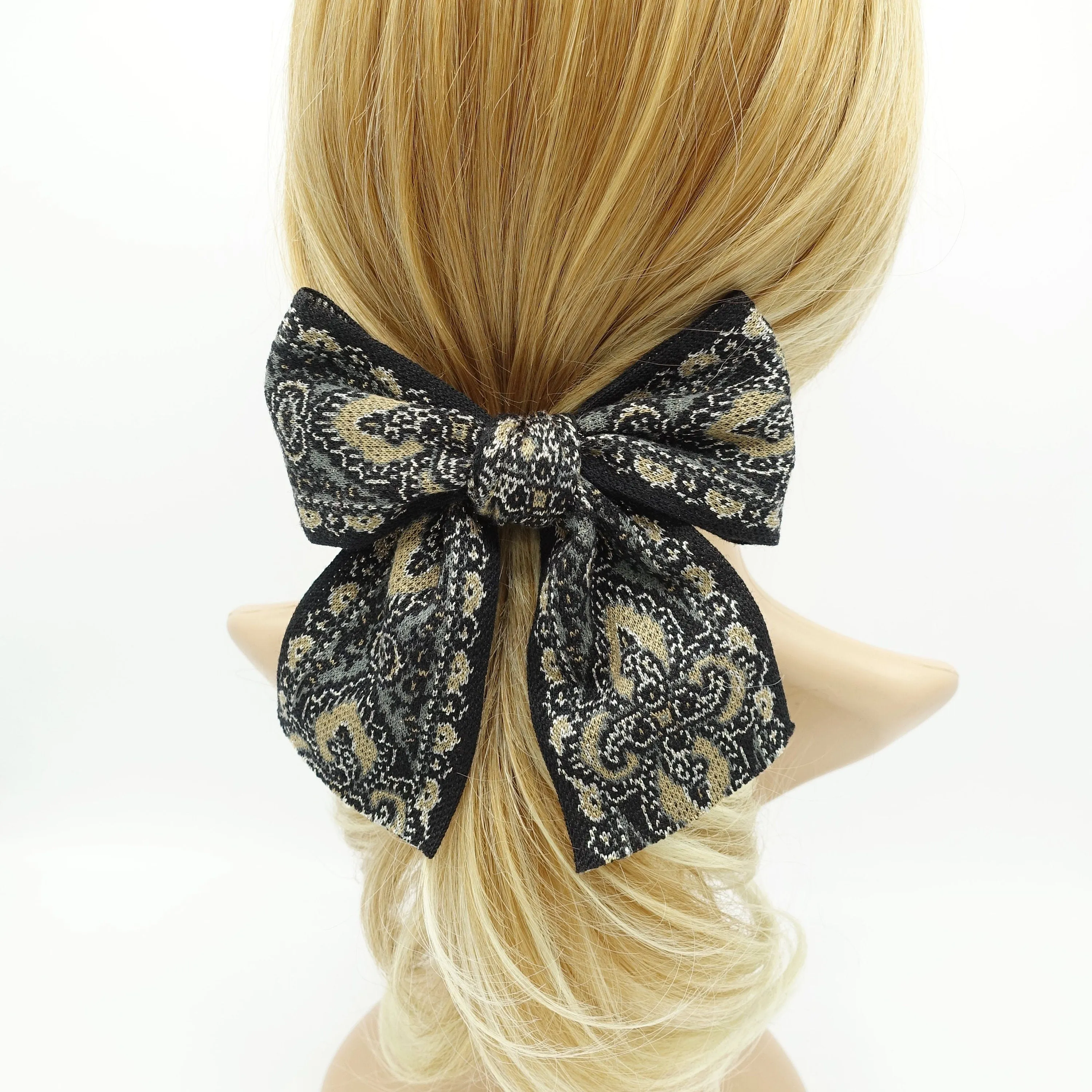 baroque jacquard bow antique style pattern knit Fall Winter hair accessory for women