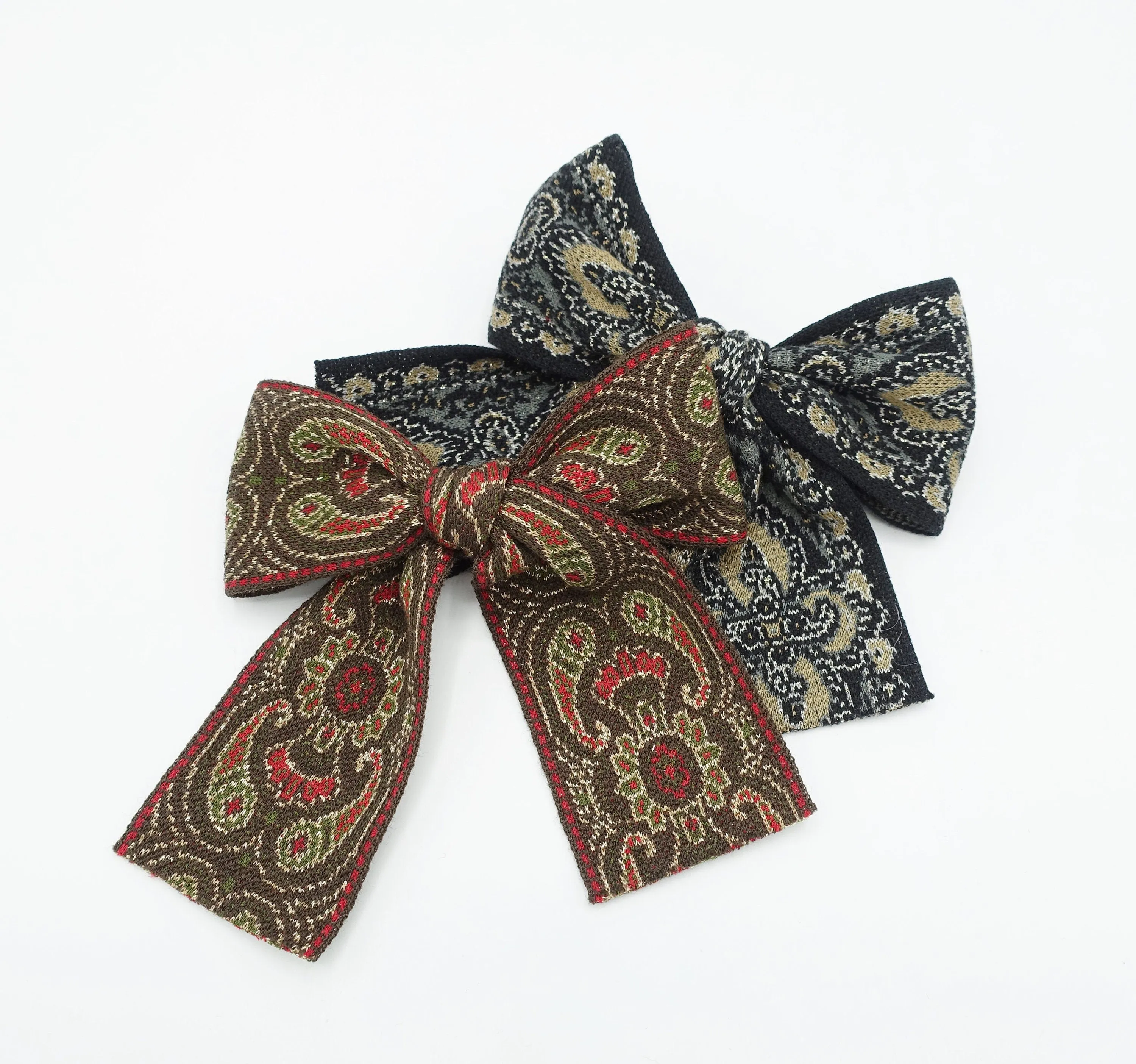 baroque jacquard bow antique style pattern knit Fall Winter hair accessory for women