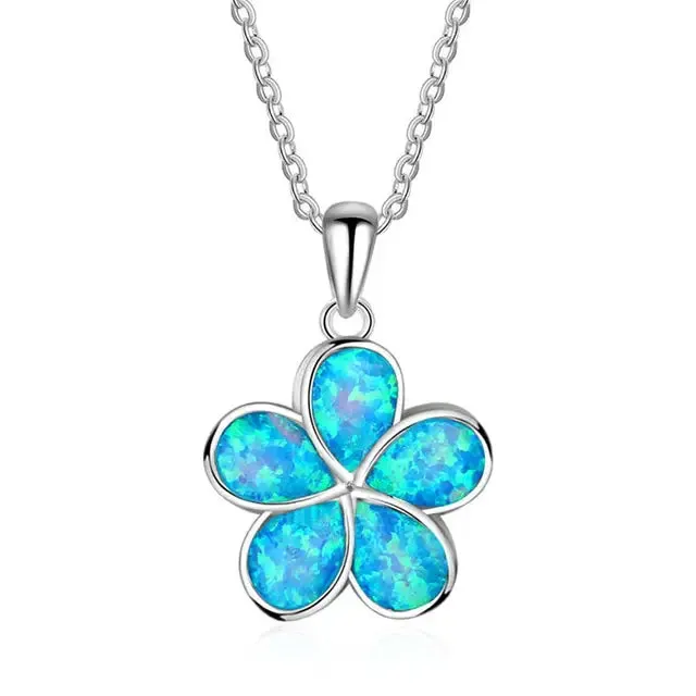 Beach Blue Fire Opal Pendant Necklace in Various Designs