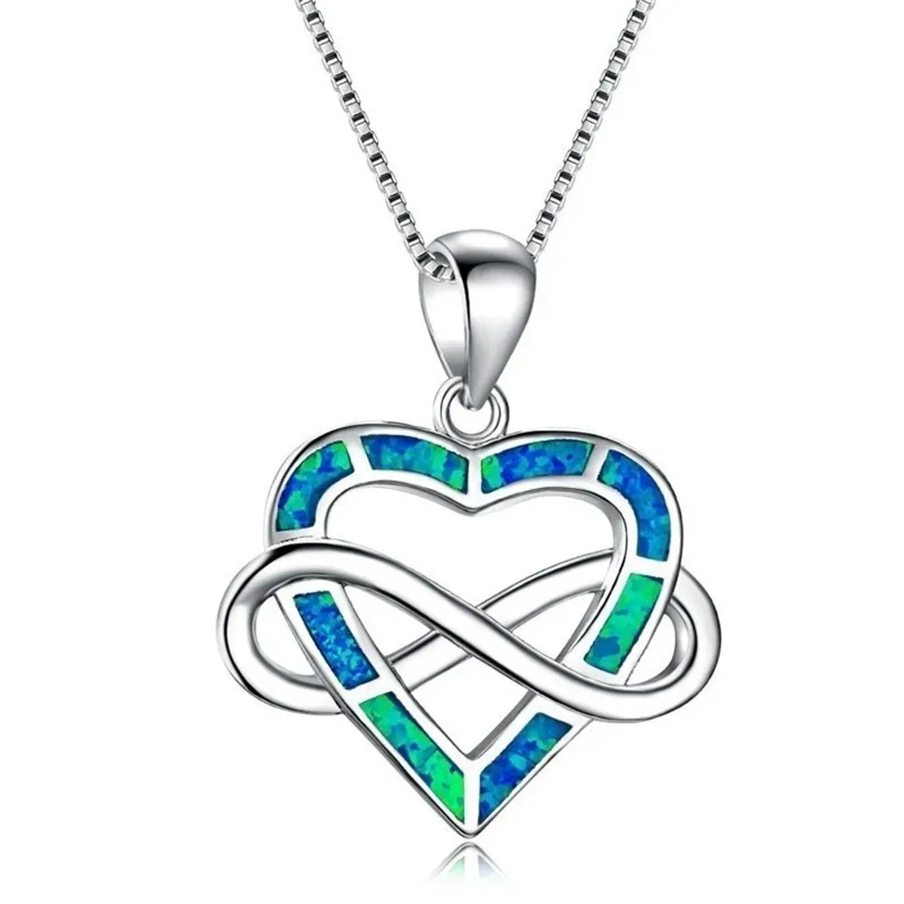 Beach Blue Fire Opal Pendant Necklace in Various Designs