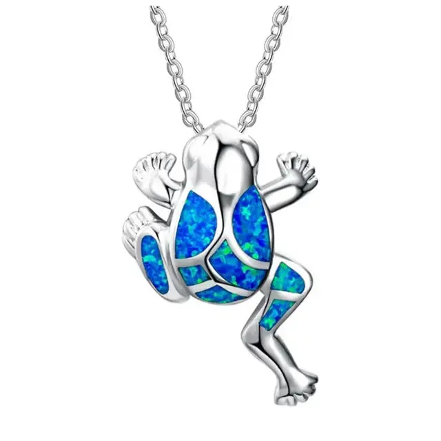 Beach Blue Fire Opal Pendant Necklace in Various Designs