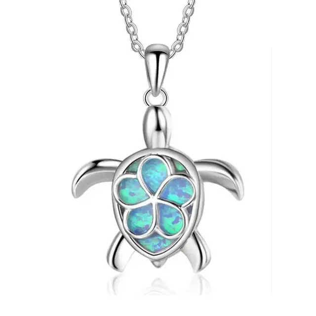 Beach Blue Fire Opal Pendant Necklace in Various Designs