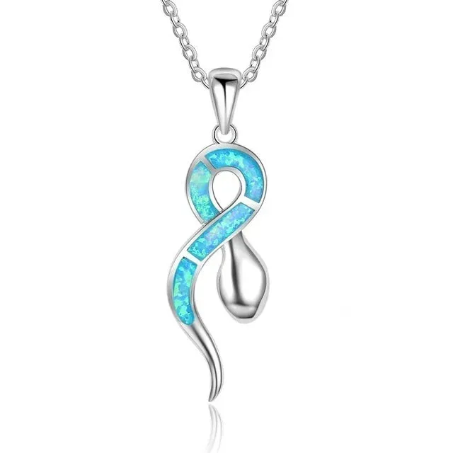 Beach Blue Fire Opal Pendant Necklace in Various Designs