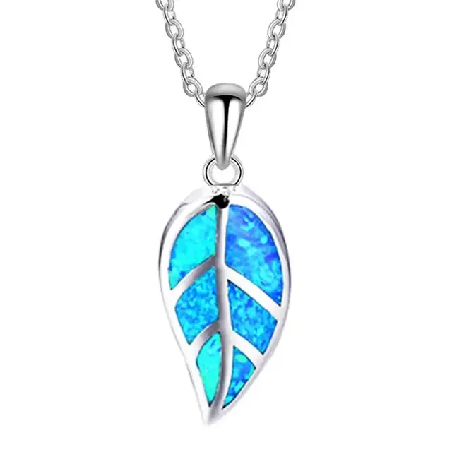 Beach Blue Fire Opal Pendant Necklace in Various Designs