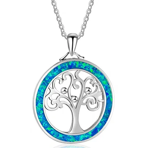 Beach Blue Fire Opal Pendant Necklace in Various Designs