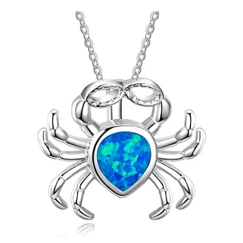 Beach Blue Fire Opal Pendant Necklace in Various Designs