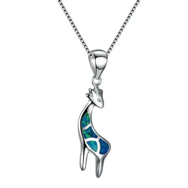 Beach Blue Fire Opal Pendant Necklace in Various Designs