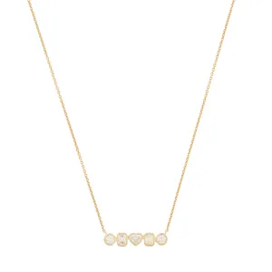 Bezel Set Diamond Charm Bar Necklace