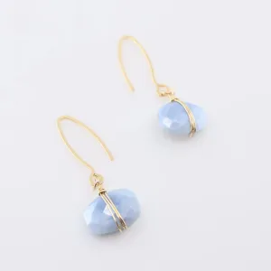Blue Opal Cushion Cut Gemstones on Forged Ear Wires