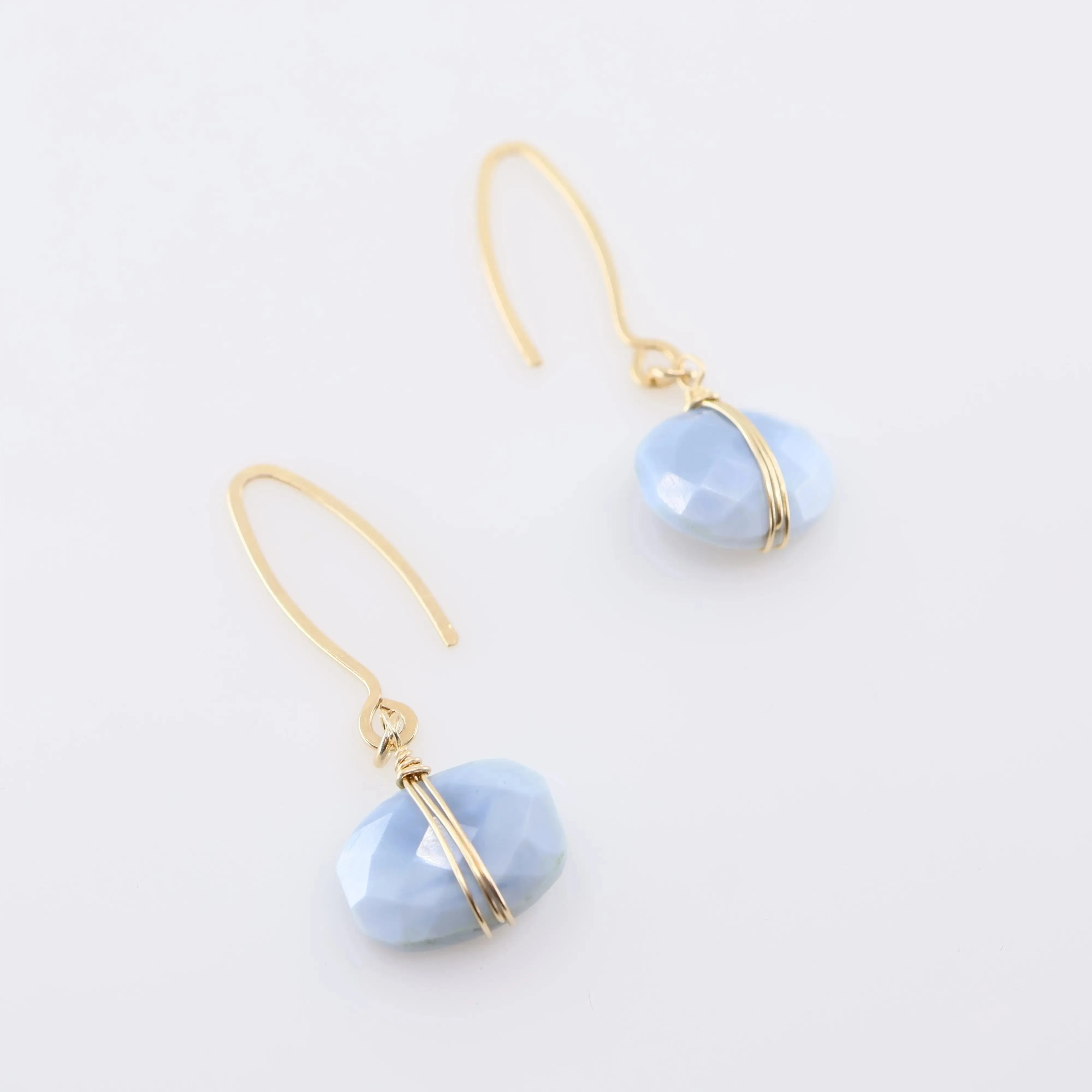 Blue Opal Cushion Cut Gemstones on Forged Ear Wires