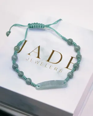 Blue Water Jade Bar Rope Bracelet
