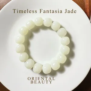 Certified genuine white Hetian jade nephrite jade Bracelet - 13 mm beads 7 inch length