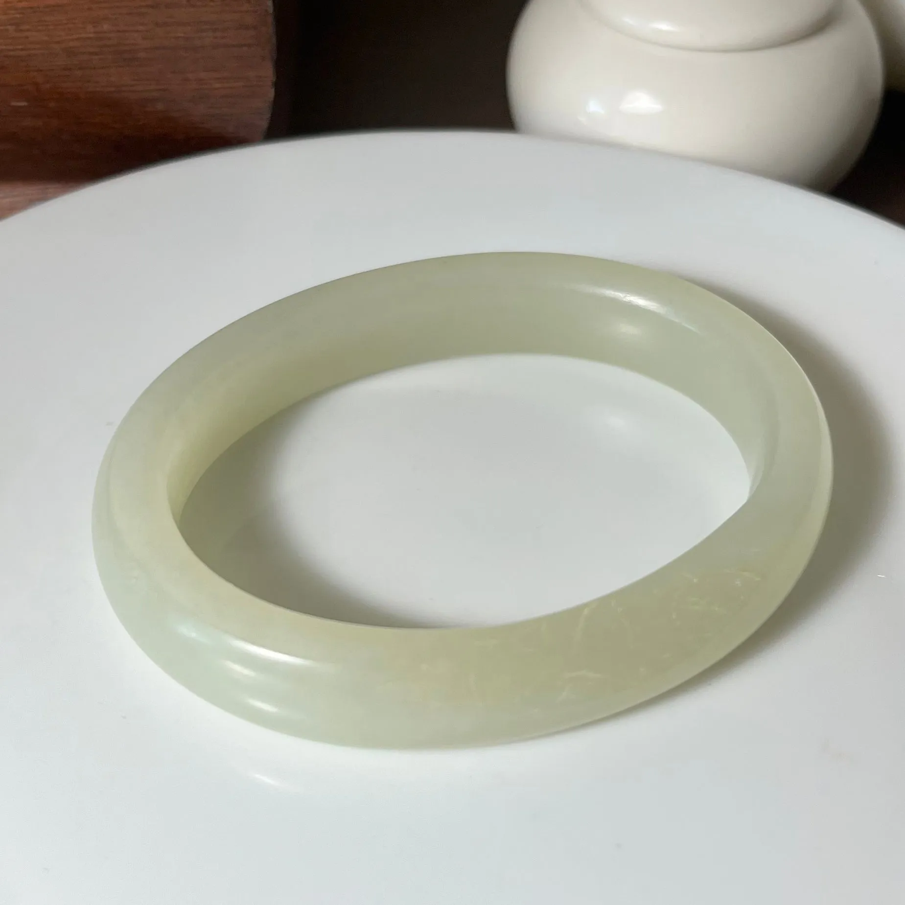 Certified Genuine White Pebble Hetian Jade Seed material Nephrite Jade Bracelet Oval Bangle - 58x45mm inner diameter(equal to 52mm circle bangle size)