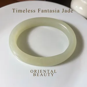 Certified Genuine White Pebble Hetian Jade Seed material Nephrite Jade Bracelet Oval Bangle - 58x45mm inner diameter(equal to 52mm circle bangle size)