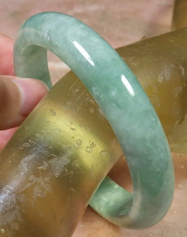 Certified Hand Carved Green Natural Myanmar Burma A JADE Jadeite Circle Bangle Bracelet 59mm