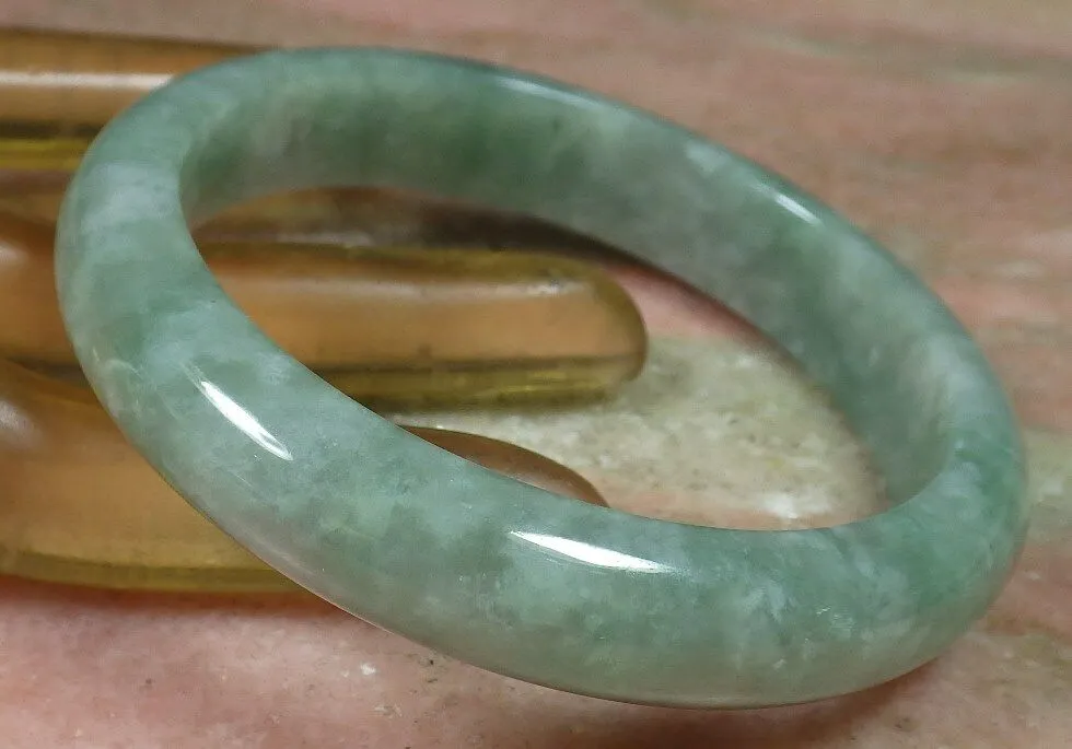Certified Hand Carved Green Natural Myanmar Burma A JADE Jadeite Circle Bangle Bracelet 59mm