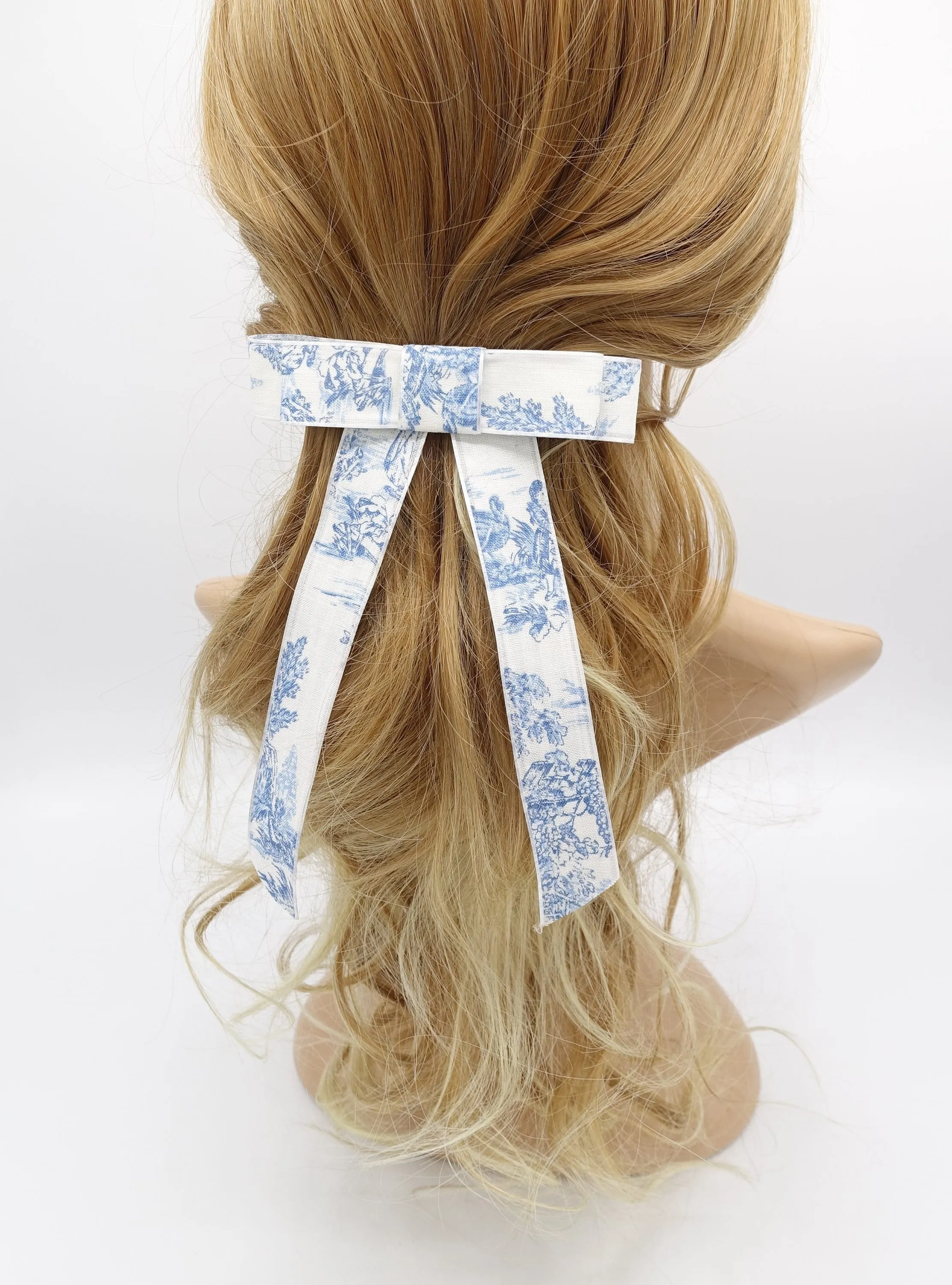 circle rhinestone hair bow, forest pattern hair bow, cotton hair bow for women