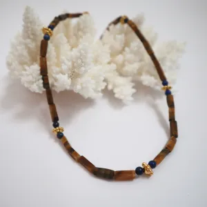 CLEOPATRA'S BLING LISS NECKLACE IN TIGER'S EYE AND LAPIS LAZULI