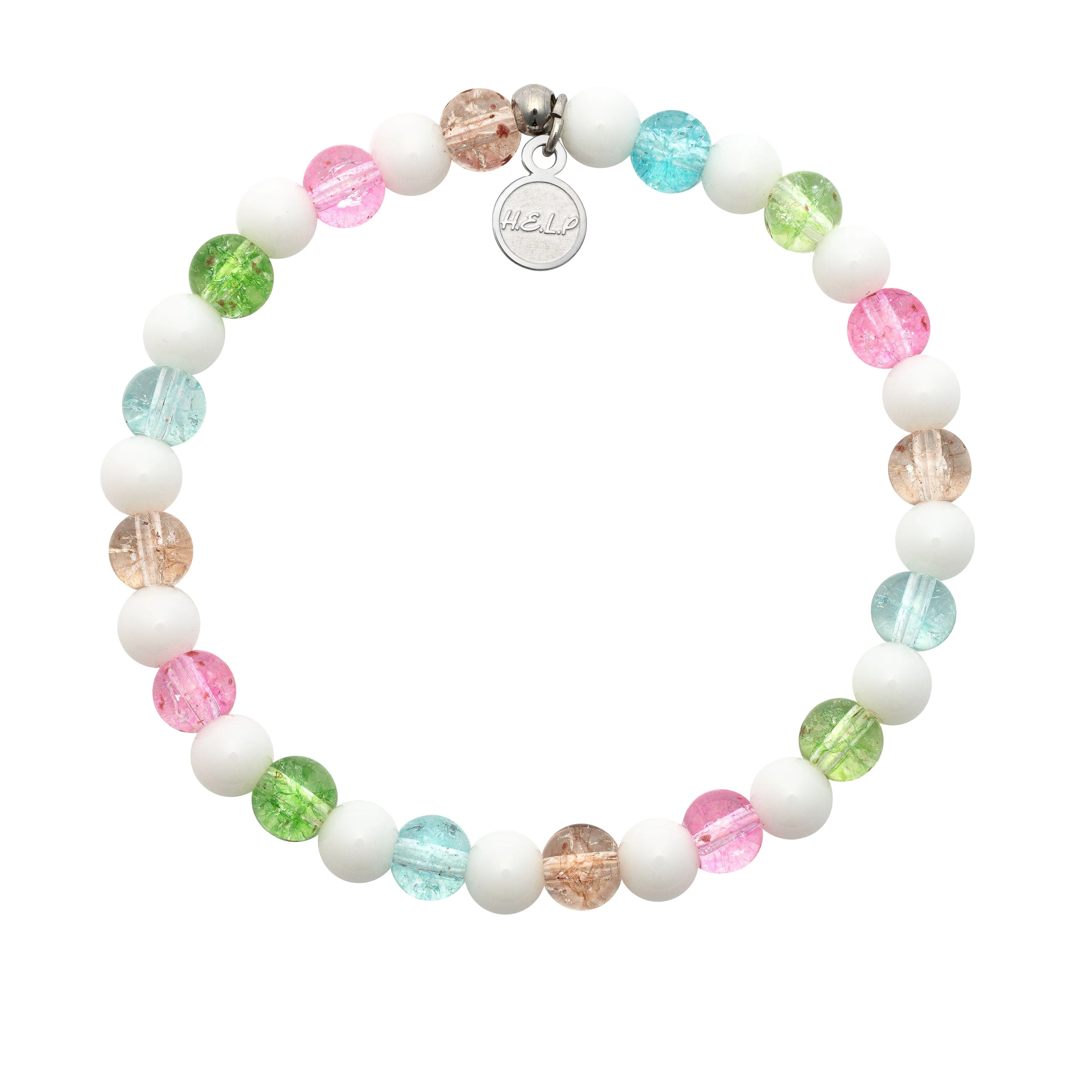 Cradles to Crayons Charity Stacker: Kaleidoscope Crystal & White Jade Bracelet