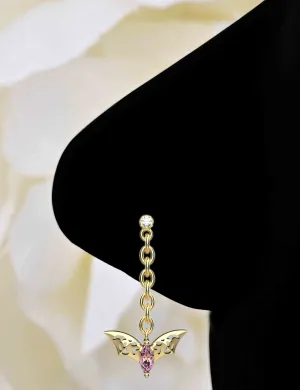 Dangle Nose Ring Stud & Nose Chain for Unique Bat Piercings