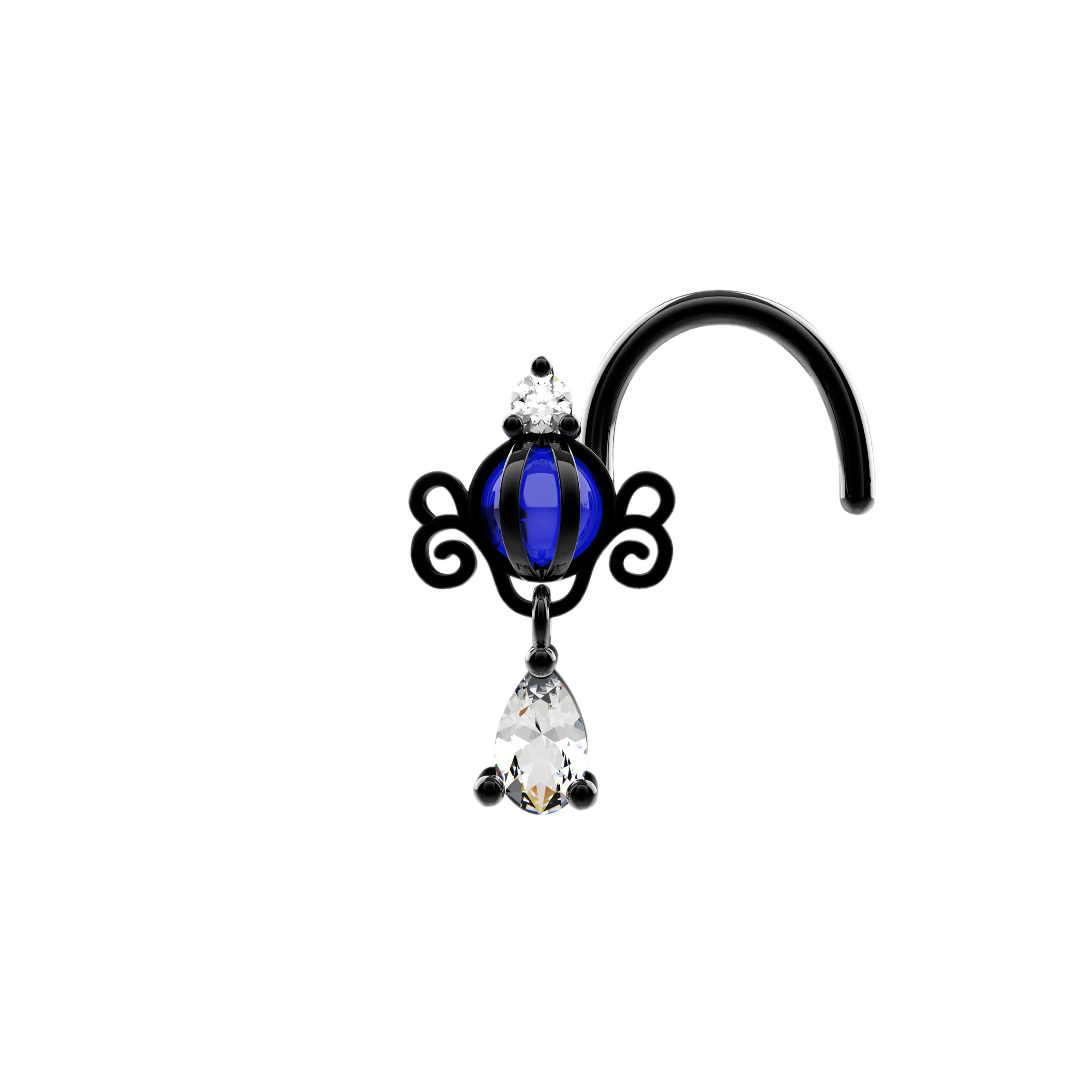 Dangle Nose Ring Stud | Dainty Drop Nose Piercing