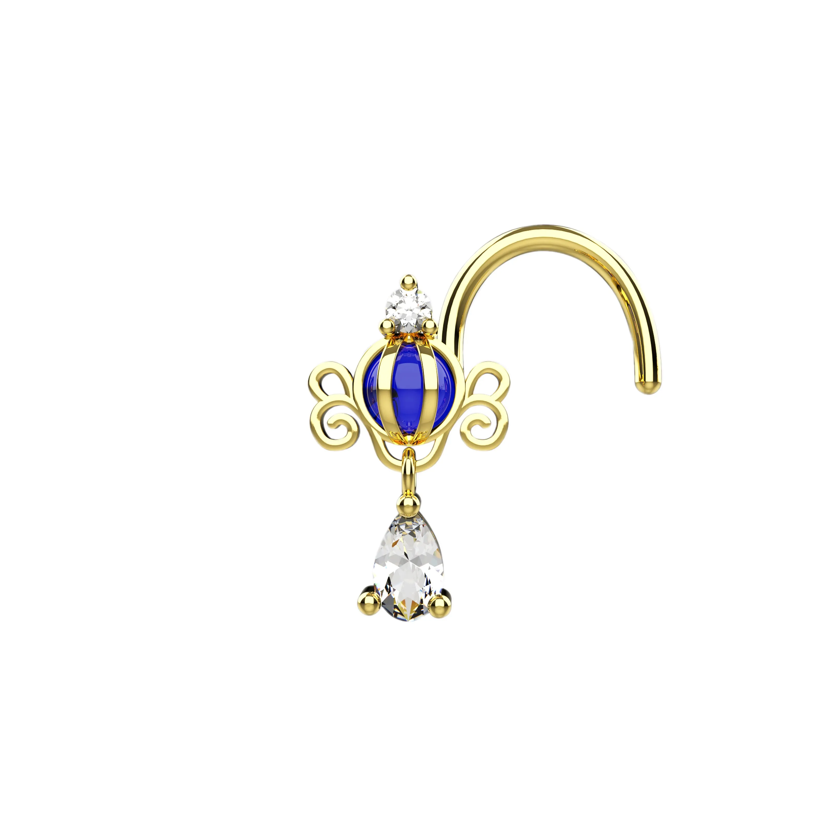 Dangle Nose Ring Stud | Dainty Drop Nose Piercing