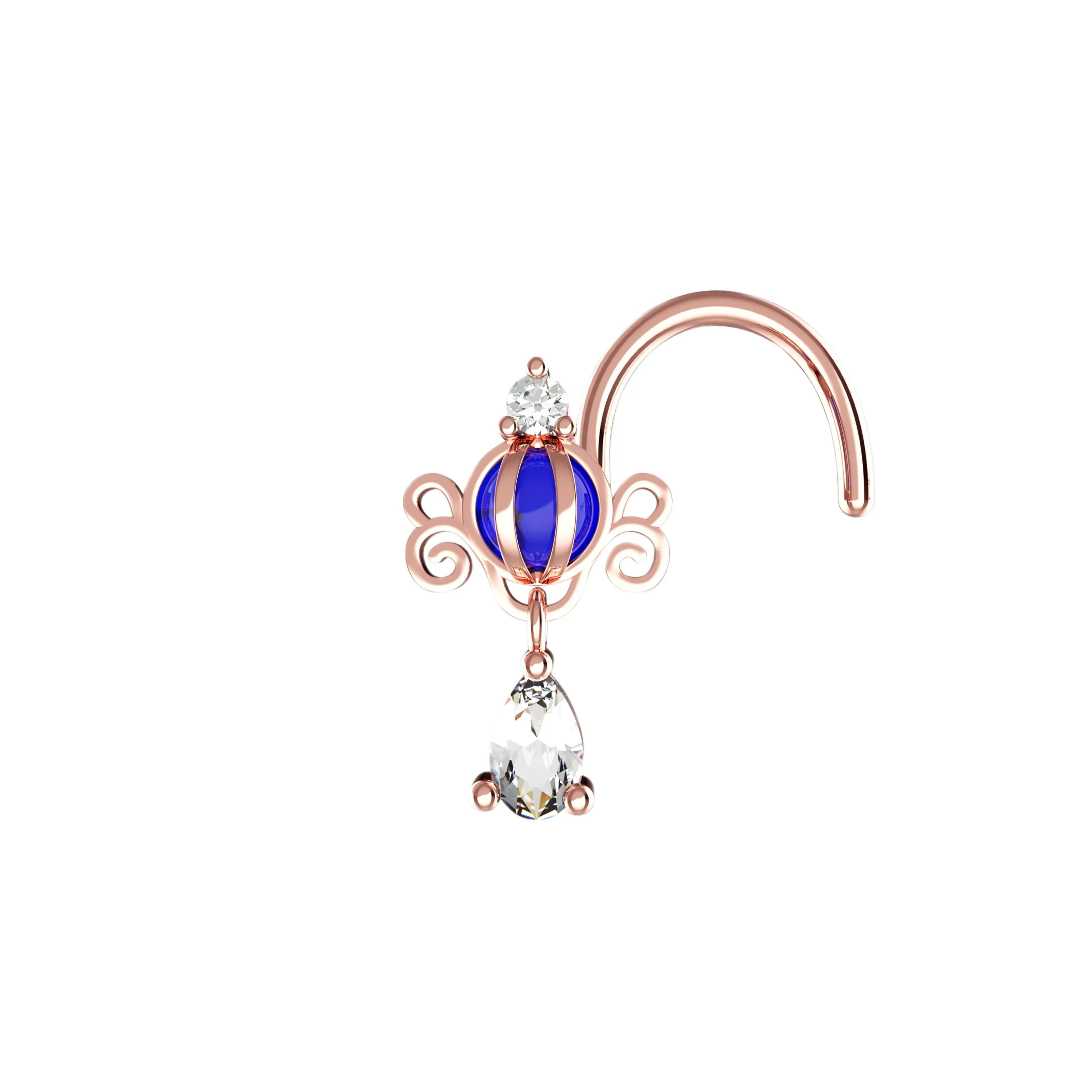Dangle Nose Ring Stud | Dainty Drop Nose Piercing