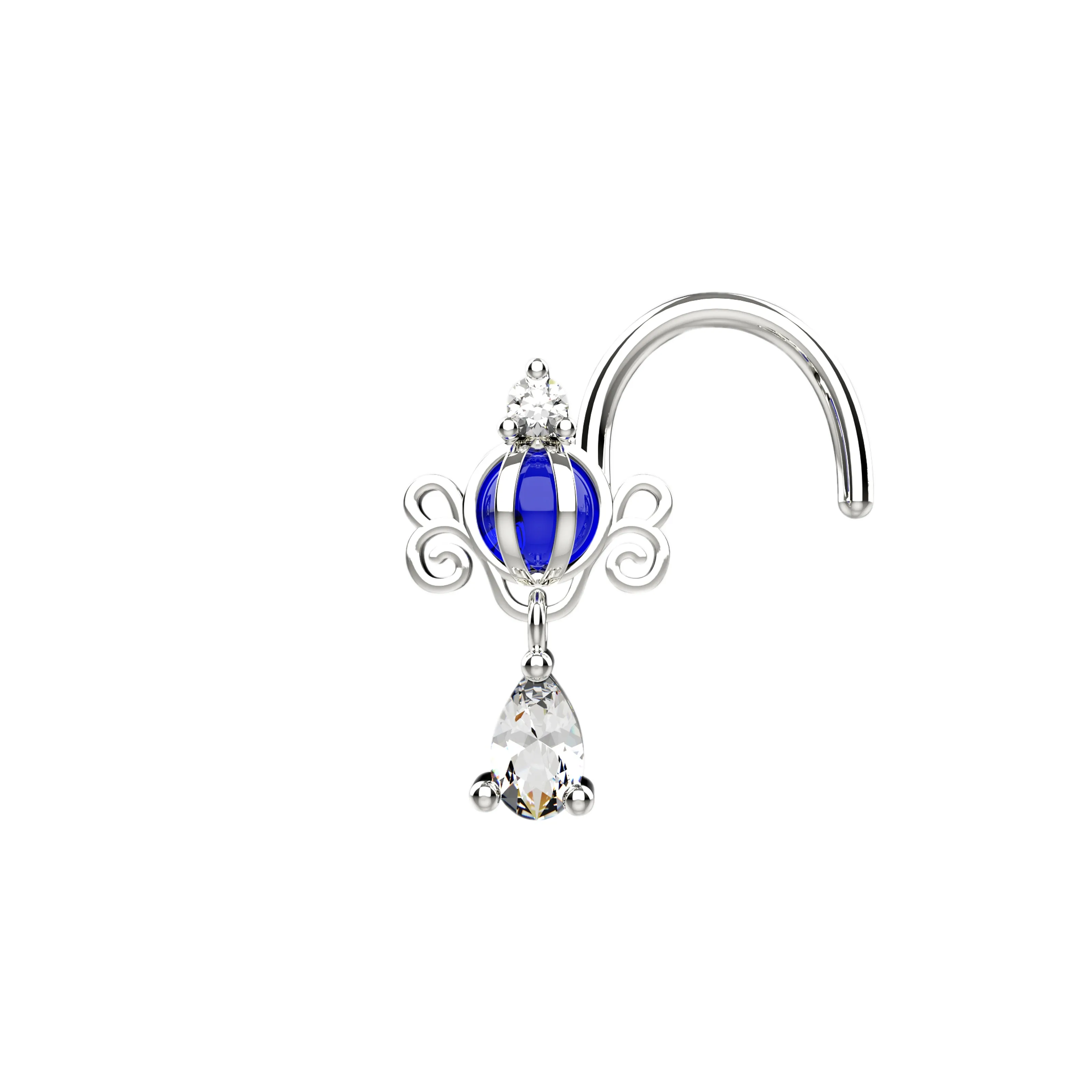 Dangle Nose Ring Stud | Dainty Drop Nose Piercing
