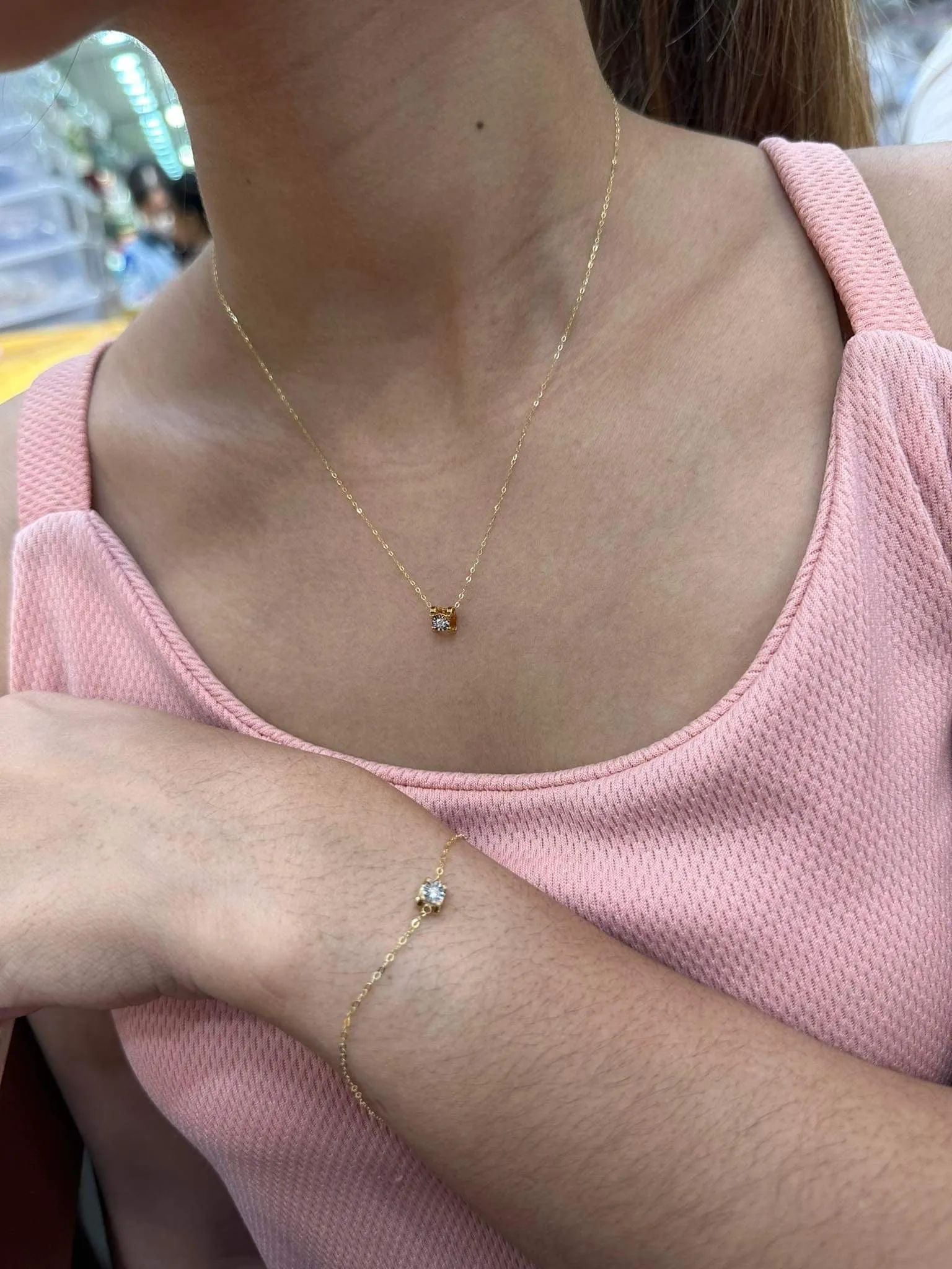 Diamond Stud Jewelry Set with Enlarger 18K Gold