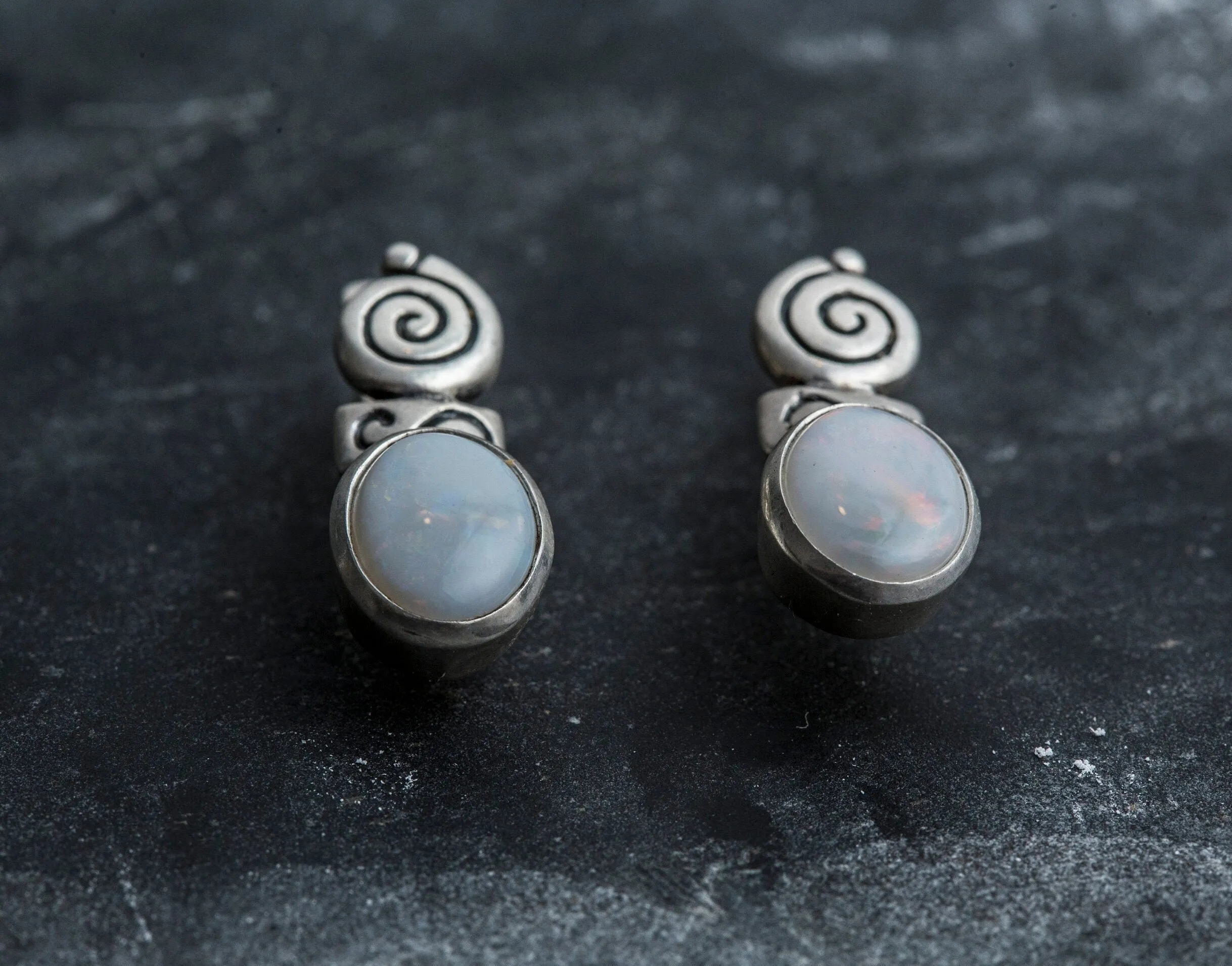 Drop Opal Earrings - Australian Opal Earrings - Vintage Boho Earrings