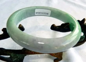 Elegant Green and Lavender Burmese Jadeite Grade A Bangle Bracelet 56.5mm   Certificate (8546)