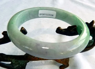 Elegant Green and Lavender Burmese Jadeite Grade A Bangle Bracelet 56.5mm   Certificate (8546)