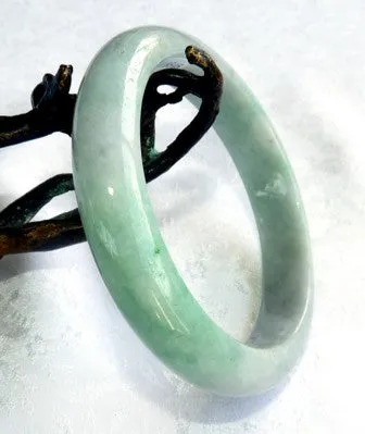 Elegant Green and Lavender Burmese Jadeite Grade A Bangle Bracelet 56.5mm   Certificate (8546)